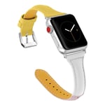 Apple Watch Series 4 40mm kolmivärinen aitoa nahkaa oleva kellonauha - Keltainen / Valkoinen Pinkki