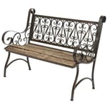 Jardideco - Banc de jardin en bois et métal Bordeaux