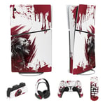 PlayVital Autocollant pour ps5 Slim Console Digital Edition Sticker Skin pour ps5 Slim,Kit d'Autocollants Accessoires pour ps5 Manette pour ps5 Télécommande&Casque&Station de Charge-Zombie de Sang