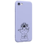 Coque violet Iphone 7 8 et SE 2020 et 2022 bouddha kawaii