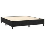 Sommier à lattes sur pieds cadre de lit 160x200 cm tissu velours noir TDL0207005