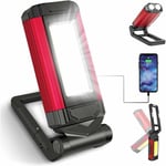 Lampe de Travail Rechargeable Puissante Rouge,7 Modes Lampe Mecanicien pour d'urgence, Baladeuse led Lampe Atelier avec Base Magnétique, Lampe Torche