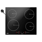 Baridi 60cm Built-In Induction Hob with 4 Cooking Zones, 2800W, Boost Function, 9 Power Levels, Touch Control, Timer, supplied with 13A Plug - DH177