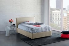 Talamo Italia - Lit double Ashasa, lit coffre avec revêtement en tissu, 100% Made in Italy, ouverture frontale, adapté pour matelas 120x190 cm, Beige