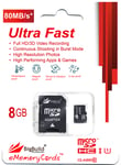 8GB MicroSD Memory card for Cobra Adventure 5200, 5210 action camera 80MB/s