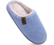 COFACE Chaussons Homme Hiver Pantoufles Chauds en Mousse à Mémoire de Forme Chaussures de Maison Légères en Feutre Intérieur Extérieur Bleu Clair Taille 42