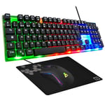 G-Lab Combo Yttrium - Pack Clavier et Souris Gaming, Combo 3 en 1 avec Clavier Gaming QWERTY, 105 Touches, Souris Gamer 2600 DPI, Tapis de Souris Gamer - PC/PS4/PS5 (Nouvelle Version)