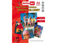 Activejet Glossy Papper Ap4-180G20 (A4  20 St.), Gloss, 180 G/M², Inkjet, A4, 21X29,7 Cm, Vit