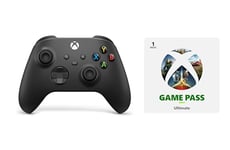 Manette Xbox Noire Sans Fil - Carbon Black + Abonnement Xbox Game Pass Ultimate - 1 Mois