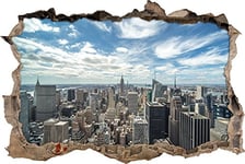 pixxp Rint 3D WD 1943 _ 62 x 42 New York Skyline percée Mural 3D Sticker Mural, Vinyle, Multicolore, 62 x 42 x 0,02 cm