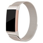 Fitbit Charge 3 lyxig milanesisk klockarmbandsersättning - Storlek: L / Champagne Guld