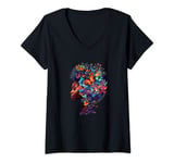 Womens Womens Butterflies Afro Black Women Art African American V-Neck T-Shirt