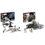 LEGO 75348 Star Wars Le Chasseur Fang Mandalorien Contre Le TIE Interceptor & 75360 Star Wars Le Chasseur Jedi de Yoda, Jouet de Construction, The Clone Wars Set de Véhicules