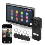 EMOS GoSmart - Smart Home Video Door Intercom with App - WiFi - Intercom with Full HD Camera 2MP with Night Vision, RFID, 7 Inch LCD Display, Touch Screen, Door Lock Control - Waterproof - Black