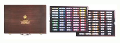 Mungyo MPHM-100WL - Gallery Artists' Handmade Soft Pastels Landscape Shades, set de 100 pastels roulés à la main de qualité artistique dans un coffret en bois, consistance douce