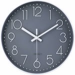 Ersandy - Moderne Horloge Murale silencieuse et sans tic-tac,Horloge Murale Mute Silencieuse Pendule Murale pour La Chambre Cuisine Salon - Gris-30 cm