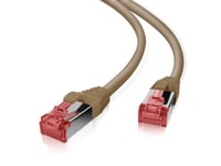 Helos Patchkabel S/Ftp (Pimf) Cat 6 Brun 1,5M - Massiv Koppar Patchkabel Med Smalt Kinkskydd - Inkl. Längdbeteckning På Rj45-Kontakten - Pimf-Skärmad Cat6-Kabel, Halogenfri - Gigabit Lämplig Och Poe-Kapabel (191058)