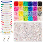 ZENMAG 24 Colours Clay Beads for Friendship Bracelets Making Kit, 800 Gold Letter Beads（A-Z） for Bracelets Making, with Heart and Smiley Beads, DIY Arts and Crafts Gifts for Girls