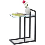 Table d'appoint en Verre et Métal, Table Bout de canapé décoratif hlp 60 x 24,5 x 44,5 cm, noir - Relaxdays