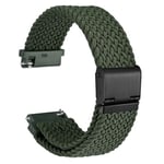 WOCCI 24mm Bracelet Montre en Nylon Tressé pour Homme et Femme, Réglable Boucle Noire (Vert Kaki)