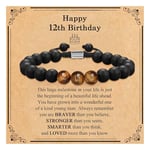 12th 13th 14th 15th 16th Birthday Gifts for Boys, Tiger Eye Stone Bracelet, Men Tiger Eye Stone Bracelet Gifts, Natural Stone Tiger Eye Bracelet, Energy Beads Tiger Eye Bracelet for Men (BlackB-12th)