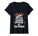 Womens Girl, Approved Fashion Funny Saying Christmas Light Xmas V-Neck T-Shirt