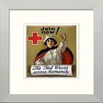 Lumartos, Vintage Poster The Red Cross Serves Humanity Contemporary Home Decor Wall Art Print, Matt Silver Frame, 8 x 8 Inches