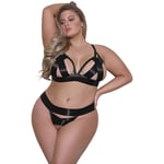 Magic Silk Exposed Svart BH och grenlös Trosa Set Plus Size - Svart - Plus size