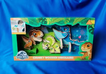 Jurassic World Chunky Wooden Dinosaurs Triple Pack Brand New In Box