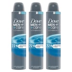 Dove Mens Anti-Perspirant Men+Care Advanced Clean Comfort 72H Protection Deo, 200ml, 3pack - Cream - One Size