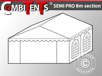 4 m utvidelse til endeseksjon, Semi PRO CombiTents® partytelt, 8x4m, PVC, hvit