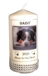 Personalised Dog memorial Photo candle Keepsake much loved pet  Cellini candles