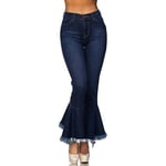 mzDkc0d Jean Femme Taille Elastique Hight Waisted Skinny Hole Denim Jeans Stretch Slim Pants Bell-Bottoms Jean