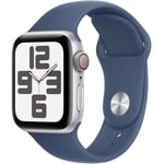 Apple Watch SE GPS + Cellular - 40mm - Boîtier Silver Aluminium - Bracelet Denim Sport Band - M/L