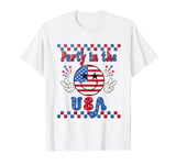 Party in the USA 4th of July Groovy Smile Kids Men Women T-Shirt