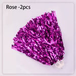 2 st Cheerleader Pom Poms Cheerleading Cheering Ball ROSE 2 ST Rose 2pcs-2pcs