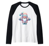 Mothers Day Fitness Gnome Women Weight Lifting Working Out Raglan Baseball Tee