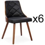 Cotecosy - Lot de 6 chaises scandinaves Lalix Bois Noisette et Noir