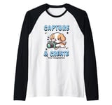 Cute Camera Dog Photographer Photo Capture & Create Puppy Raglan Baseball Tee