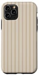 Coque pour iPhone 11 Pro Beige Tan rayé Girly Esthétique Preppy Stripe