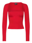 Soft Touch Square Neck Top Tops T-shirts & Tops Long-sleeved Red Gina Tricot