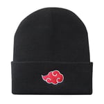 Anime Naruto Akatsuki Röd Moln Broderad Mjuk Stickad Beanie Hatt (FMY) Black