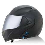 Bluetooth Casque Moto Modulable Double Visière Anti-buée Anti-Collision Visière pour Scooter Full Face Casque Jet Miroir Modulaire Casque Flip Quatre Saisons ECE Homologué T,S