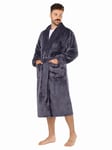 LEBENGOOD Robe de Chambre Homme Hiver, Peignoir Polaire, Sortie de Bain Chaude, OEKO-TEX®(BataHombre L,Marengo)