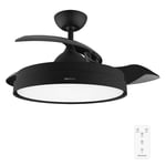 Cecotec Ventilateur de Plafond avec Lumière EnergySilence Aero 4280 Invisible Black, Pales Rétractables, 40 W, Diamètre 42" (106cm), Minuterie, 3 Nuances de Lumière, Fonction Été-Hiver