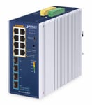 PLANET IP30 Industrial L2/L4 8-Port Håndtert L2/L4 Gigabit Ethernet (10/100/1000) Aluminium, Blå