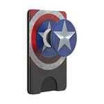 PopSockets Phone Wallet with Expanding Grip, Phone Card Holder, Wireless Charging Compatible, Marvel PopWallet - Captain America