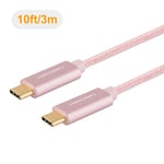 CableCreation Câble USB C Gris Espace 10FT Câble Type C vers Type C Charge Rapide 3A 60W 3m pour MacBook Pro Air Ultra/S10 Note 10,Or Rose - 3m