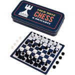 Travel chess and draughts game in a tin (häftad, eng)