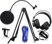 Pack d'Accessoires Broadcast avec Bras de Microphone, Filtre Anti-Pop, Casque et Câble XLR pour Podcasting, Streaming et Enregistrement.[G105]